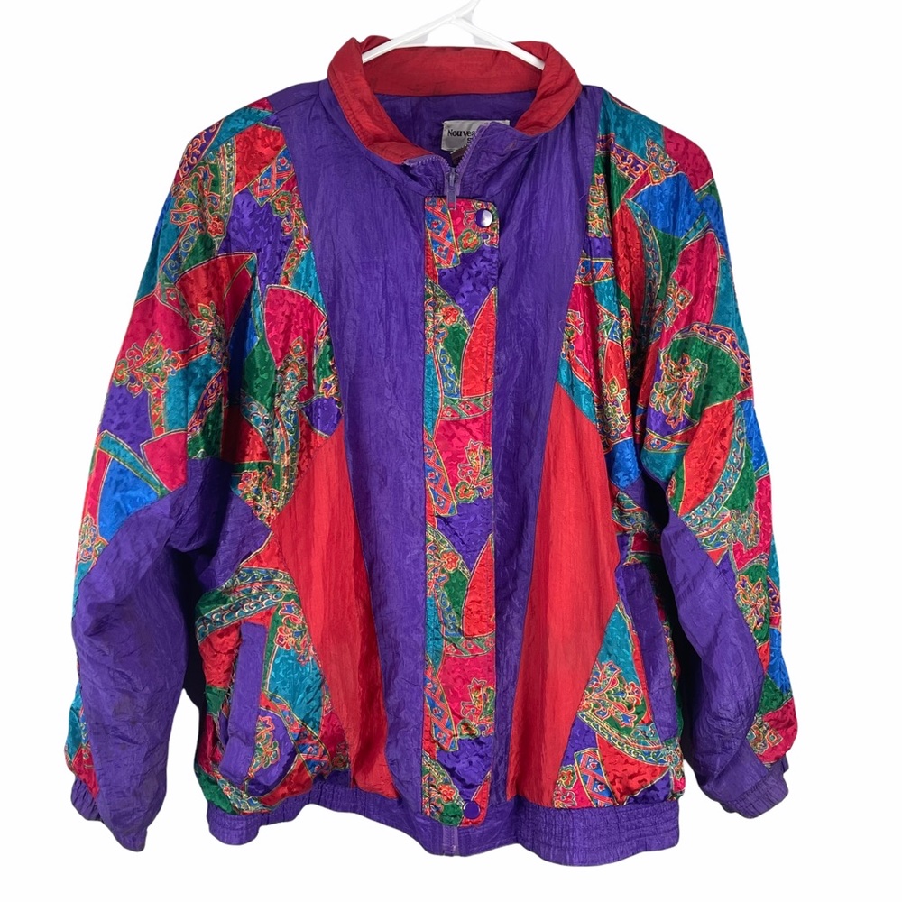 Vintage nouveau mode satin bomber jacket colorful - Picture 1 of 6